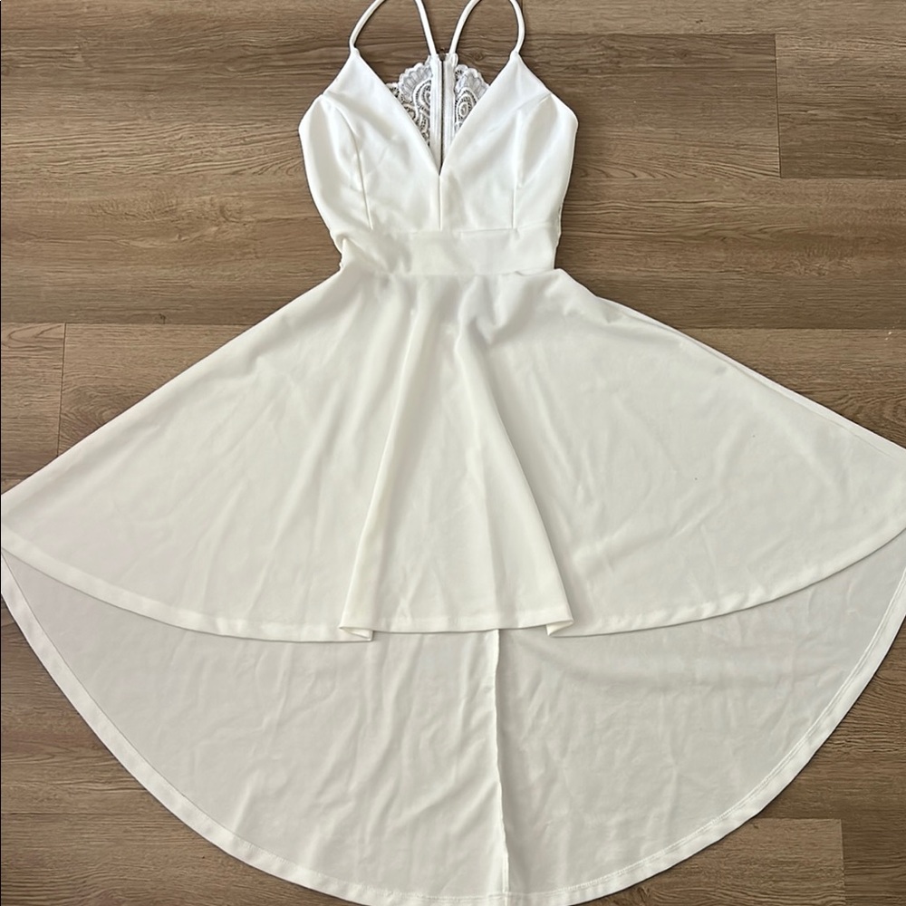 Windsor White High-Low Spaghetti Strap Dress